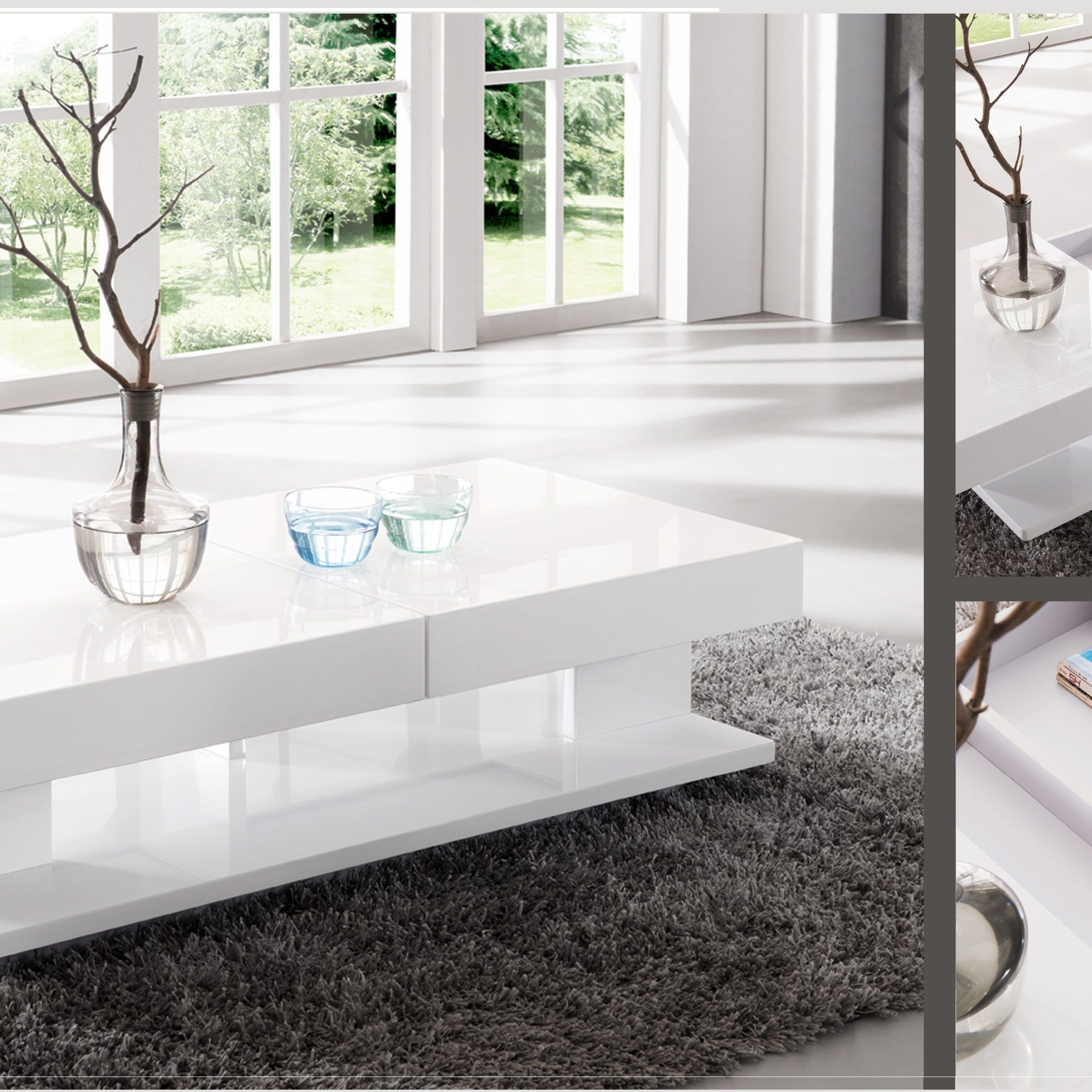 Verona Extending High Gloss Coffee Table With Storage In White | Fif For High Gloss Lift Top Coffee Tables (Gallery 9 of 21)