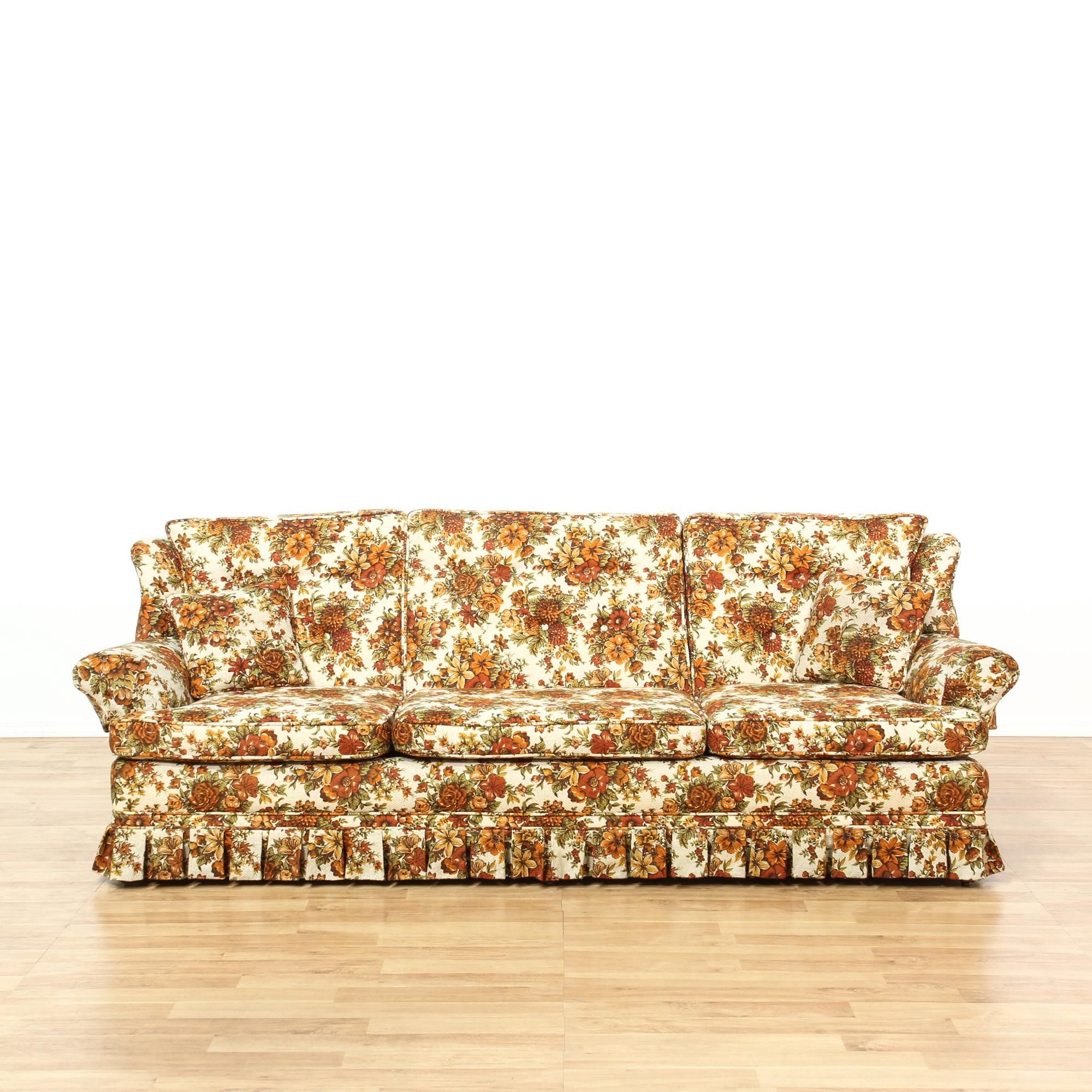 Vintage Orange Floral Sofa (with Images) | Floral Sofa, Floral Couch Intended For Sofas In Pattern (View 15 of 20)