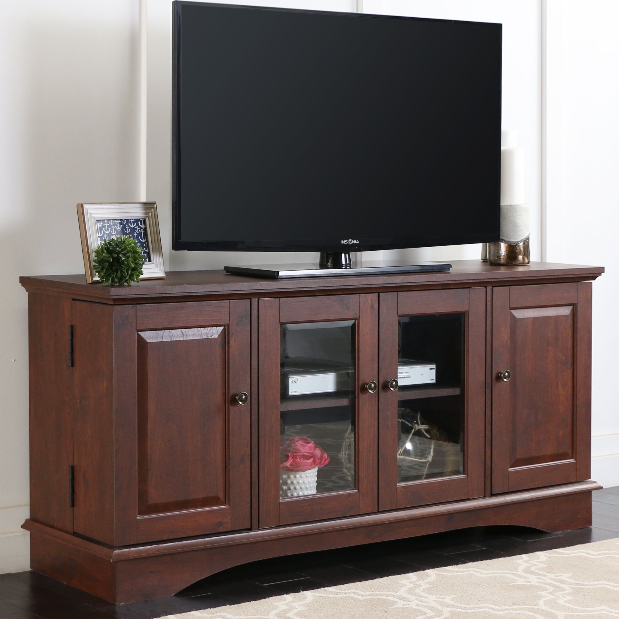 Walker Edison Wood Tv Stand For Tvs Up To 58?, Traditional Brown – Home In 110" Tvs Wood Tv Cabinet With Drawers (Gallery 12 of 20)