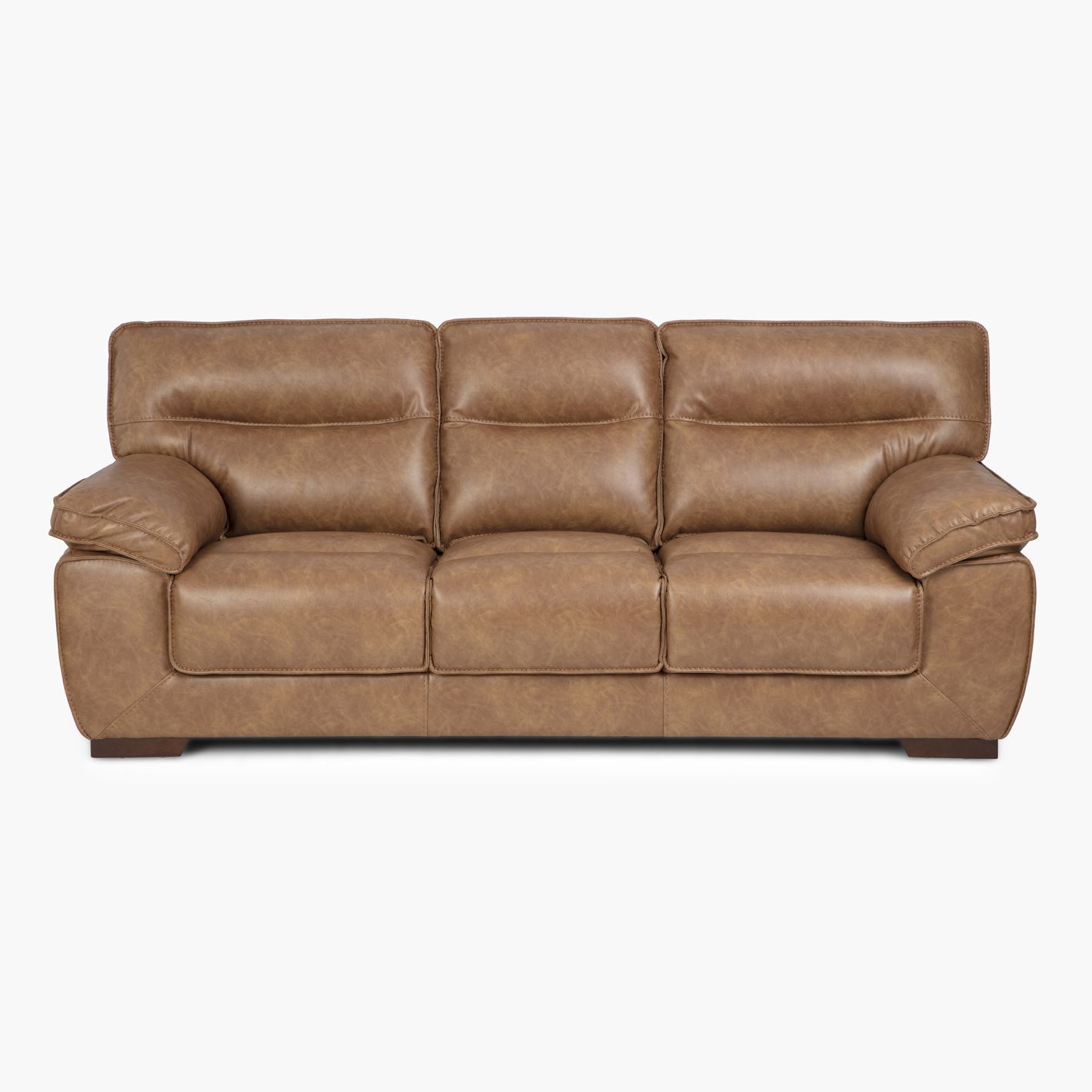 Walker Faux Leather 3 Seater Sofa | Brown For Traditional 3 Seater Faux Leather Sofas (Gallery 1 of 20)