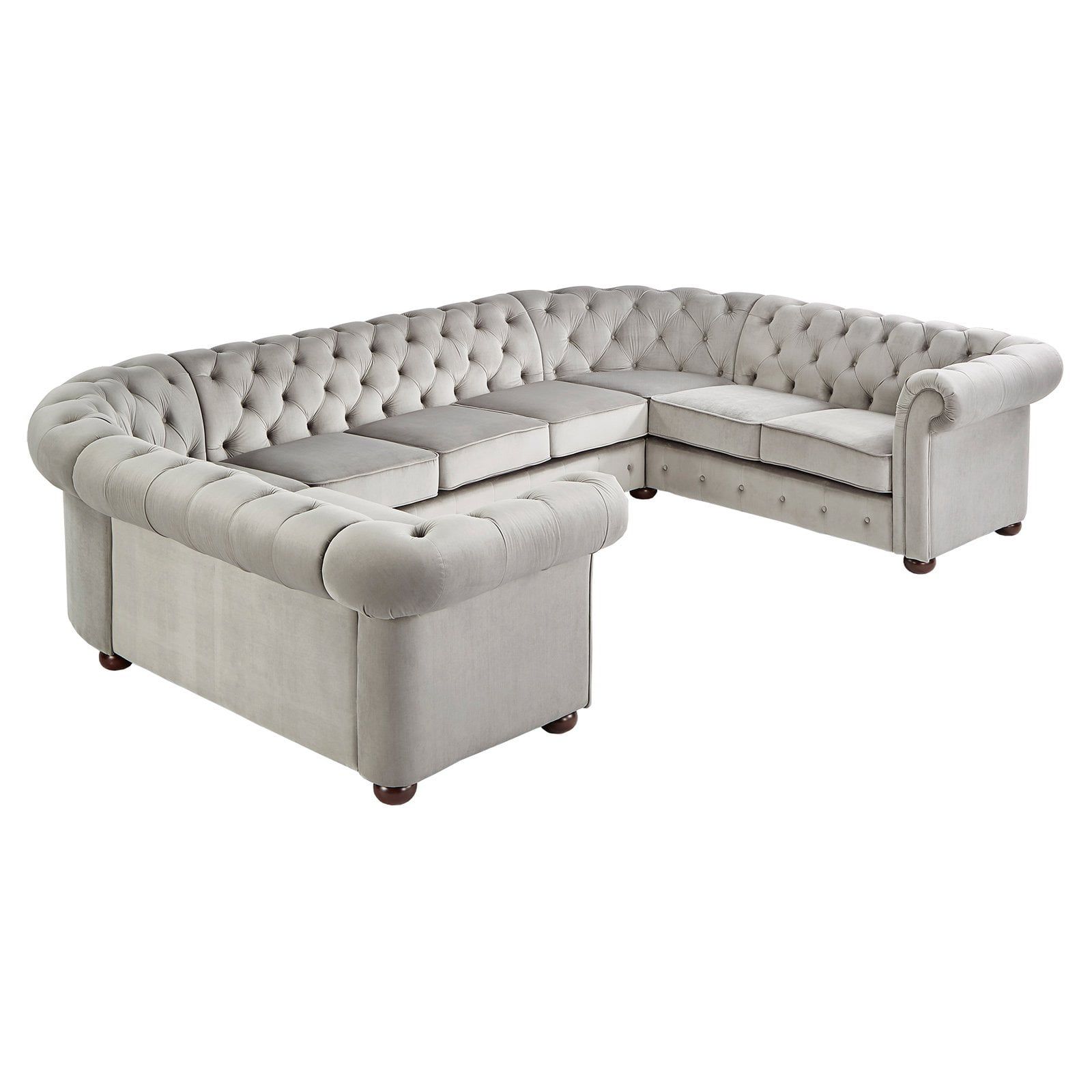 Weston Home Vance U Shape 9 Seat Velvet Sectional Sofa – Walmart Pertaining To U Shaped Couches In Beige (View 11 of 20)