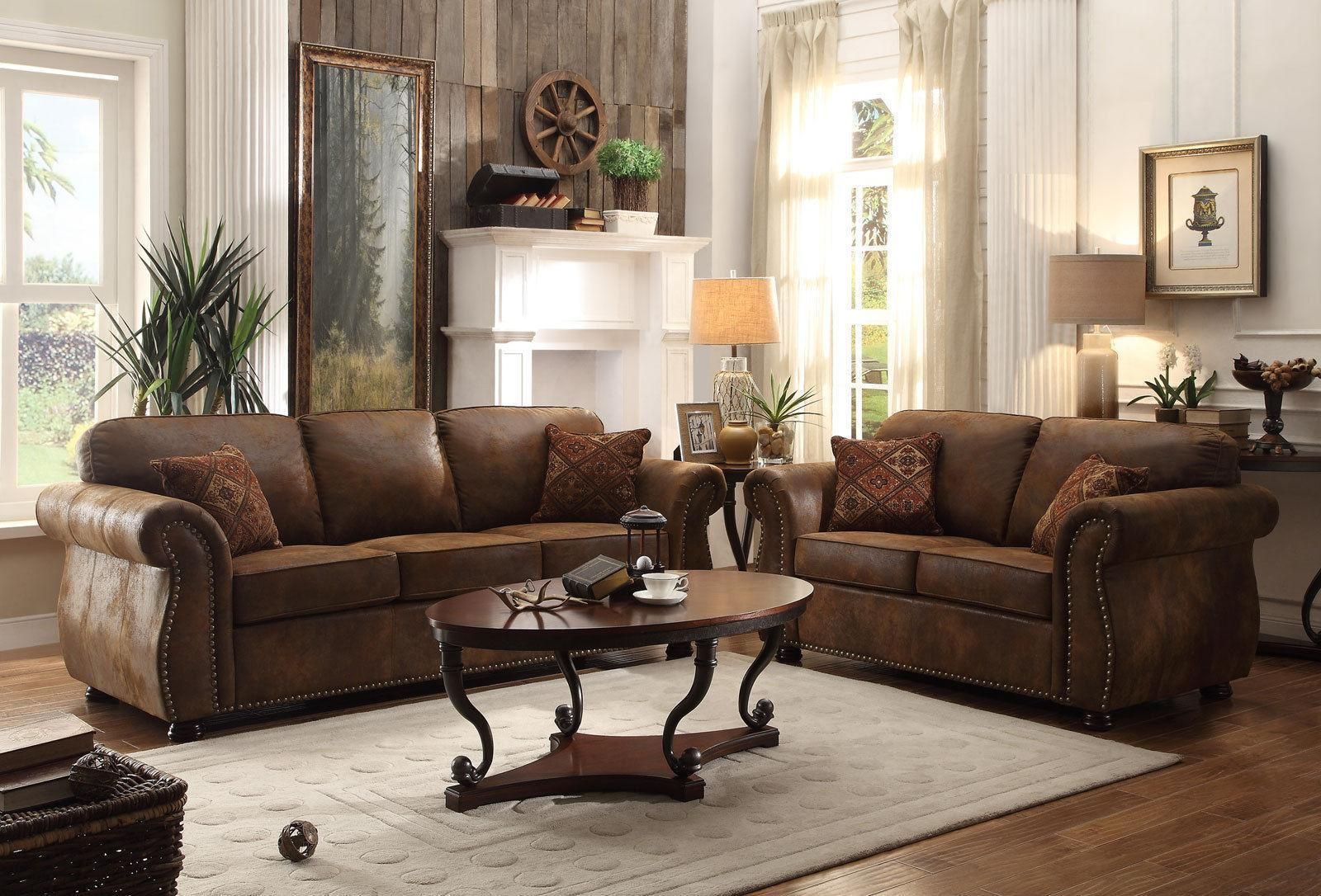Westwood Rustic Brown Living Room Furniture Faux Leather Sofa Couch Pertaining To Faux Leather Sofas In Chocolate Brown (Gallery 10 of 20)