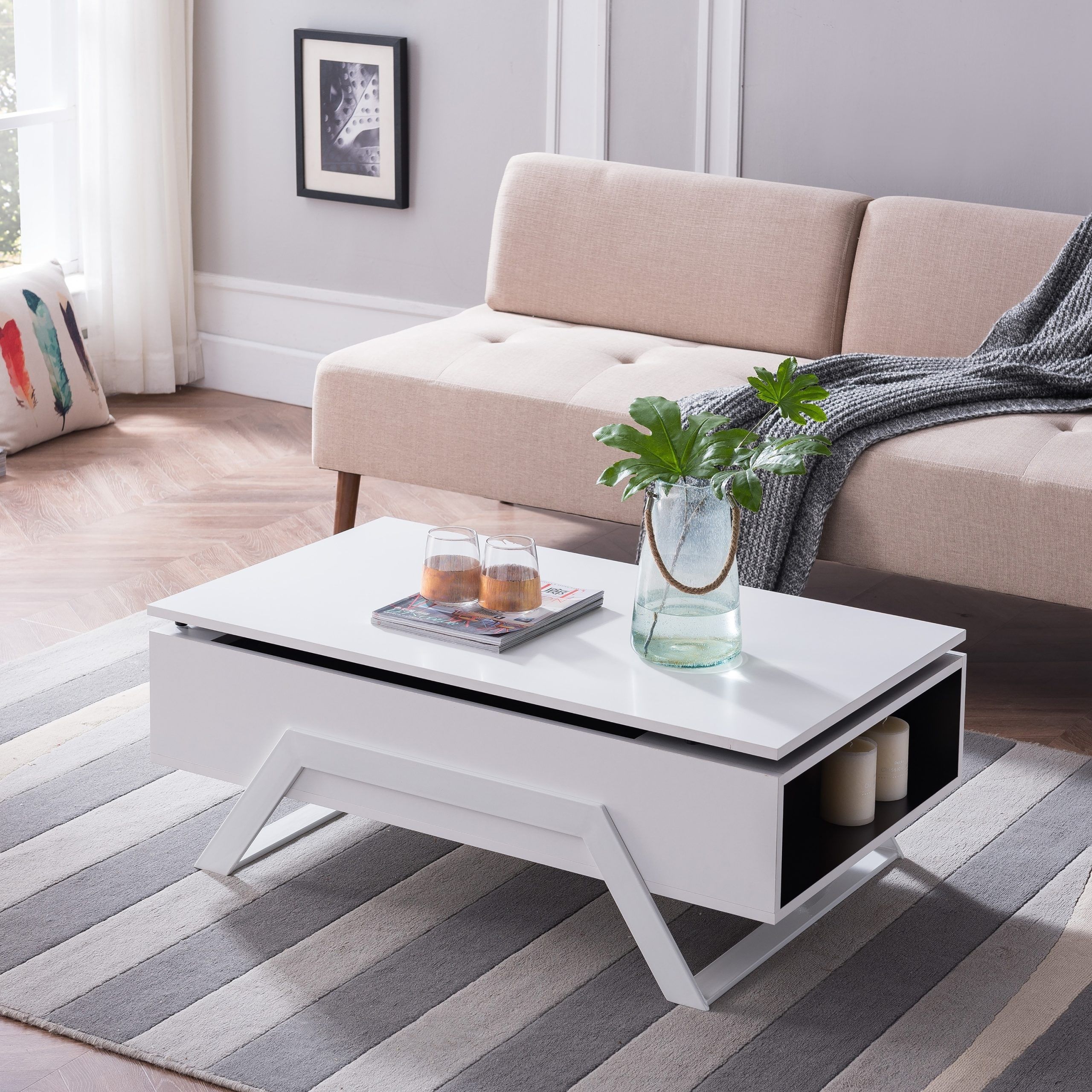 White Lift Top Coffee Table – Lacquer Storage Coffee Table – Accent Within High Gloss Lift Top Coffee Tables (Gallery 13 of 21)