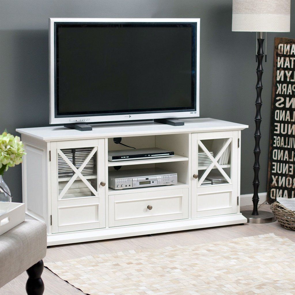White Solid Wood 55 In. Tv Stand Entertainment Center With Wooden With Regard To White Tv Stands Entertainment Center (Gallery 5 of 20)