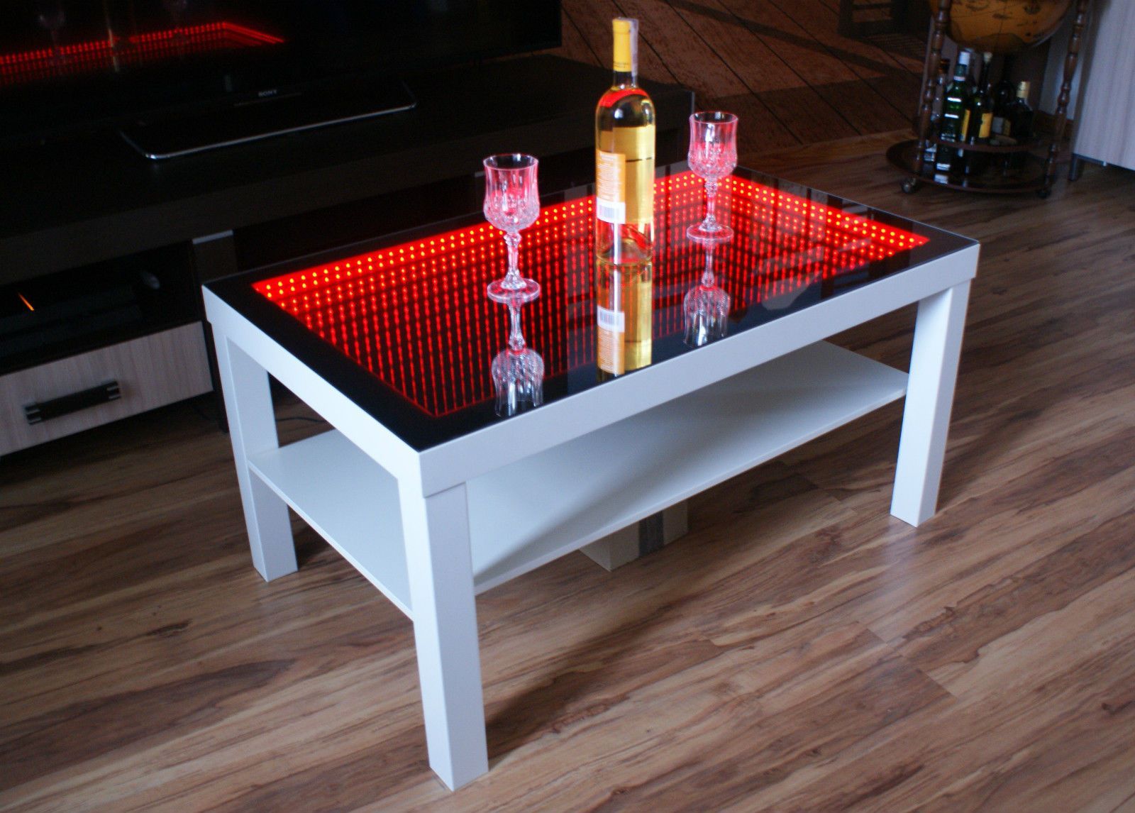 White Table Led 3d Coffee Table Illuminated Infinity Mirror Effect With Coffee Tables With Led Lights (Gallery 20 of 20)