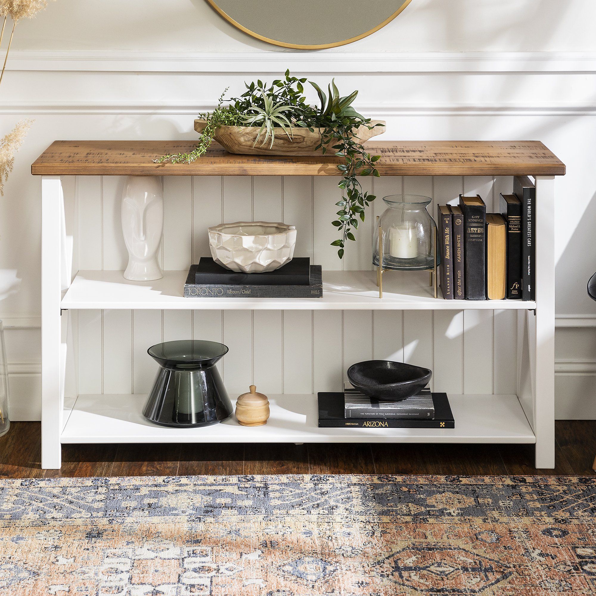 Wide Open Like The Range, This Farmhouse Storage Console Is Full Of Within Farmhouse Stands With Shelves (Gallery 1 of 20)
