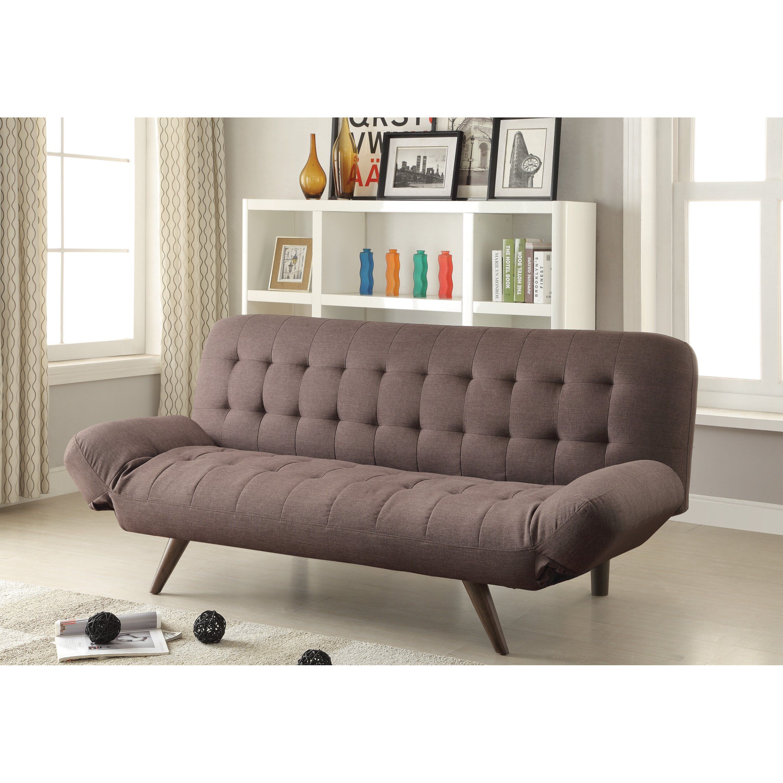Wildon Home ® Tufted Convertible Sleeper Sofa In Brown & Reviews | Wayfair For Tufted Convertible Sleeper Sofas (Gallery 5 of 20)