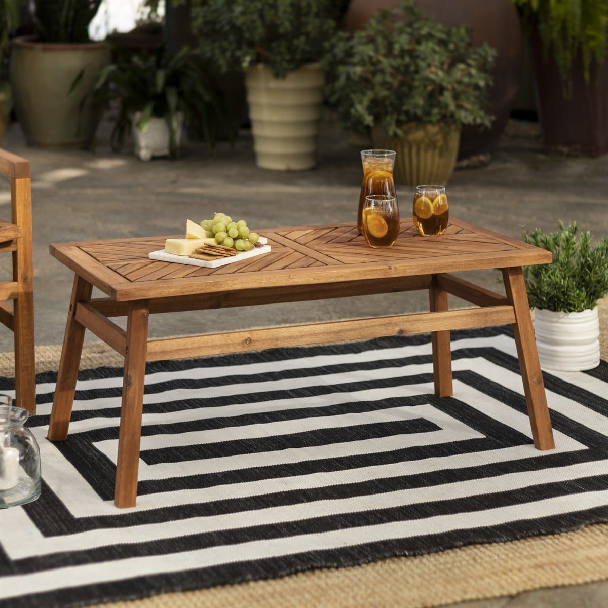 With An Acacia Wood Construction, This Patio Coffee Table Is Perfect Throughout Modern Outdoor Patio Coffee Tables (Gallery 17 of 20)
