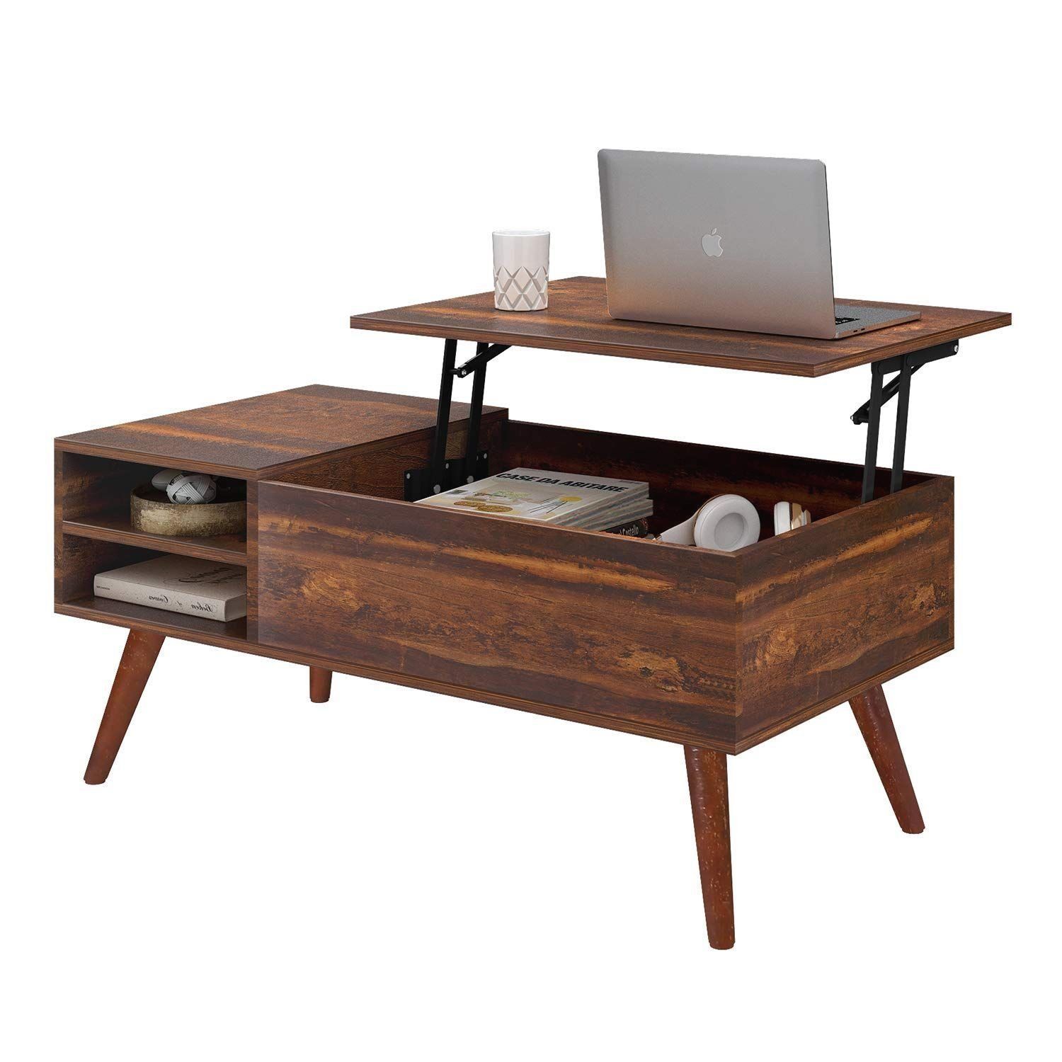 Wlive Wood Lift Top Coffee Table With Hidden Compartment And Storage In Modern Coffee Tables With Hidden Storage Compartments (Gallery 11 of 20)