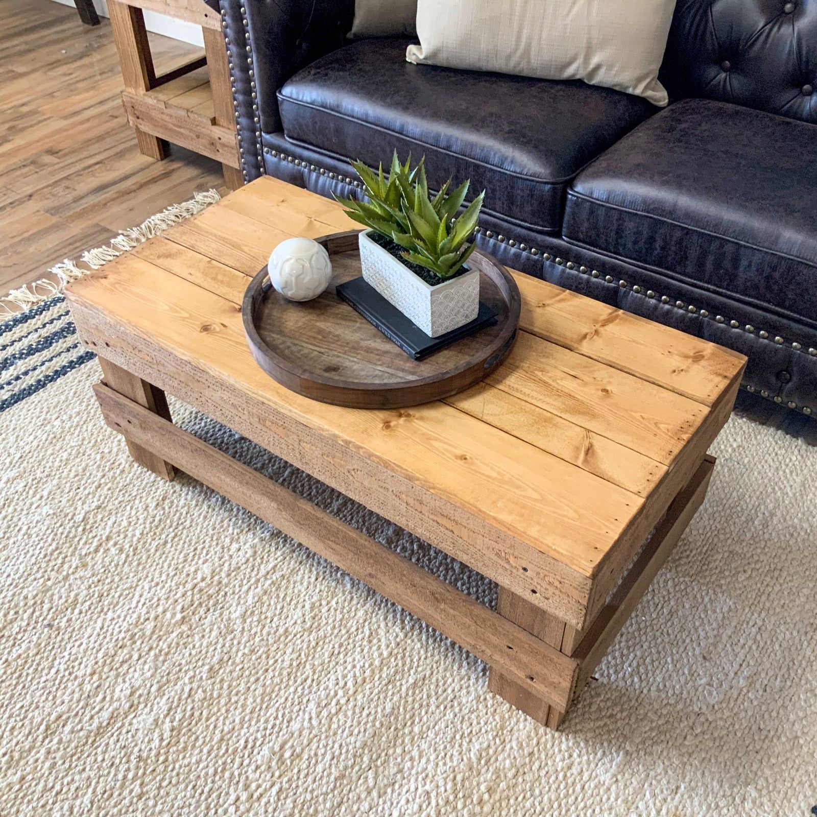 Woven Paths Landmark Pine Solid Wood Farmhouse Coffee Table, Walnut Pertaining To Woven Paths Coffee Tables (Gallery 2 of 20)