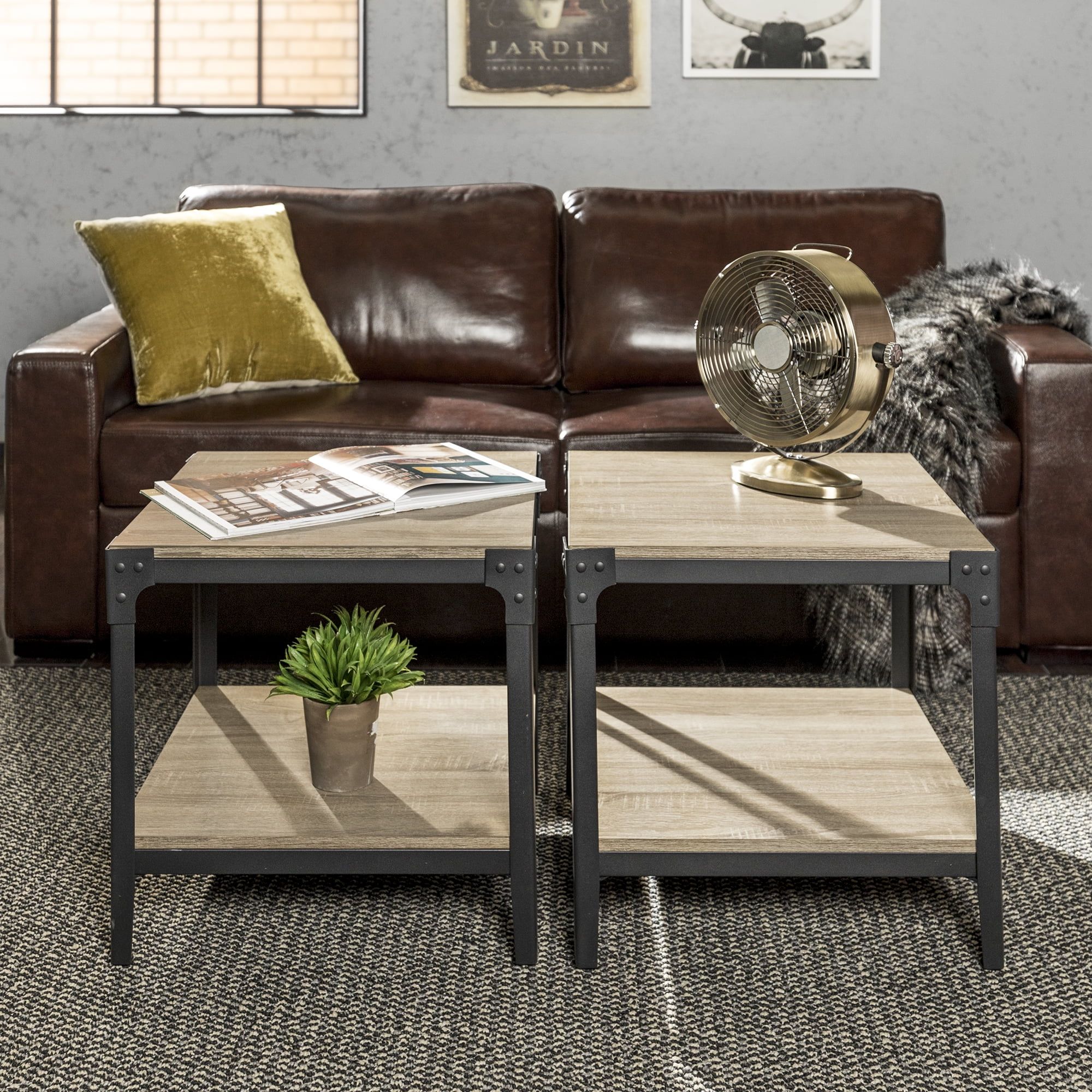 Woven Paths Wilson Riveted End Tables, Set Of 2, Driftwood – Walmart Throughout Woven Paths Coffee Tables (Gallery 15 of 20)
