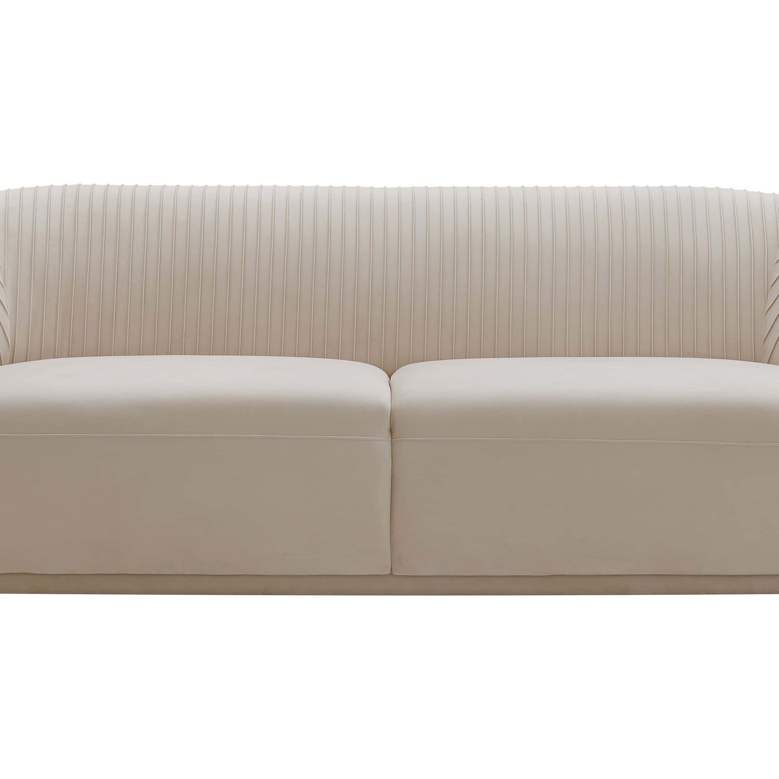 Yara Pleated Beige Velvet Sofatov Furniture Pertaining To Elegant Beige Velvet Sofas (View 13 of 20)