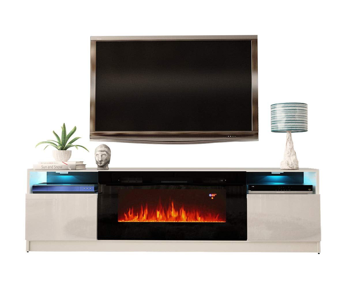 York 02 Electric Fireplace Modern 79" Tv Stand – Walmart In Tv Stands With Electric Fireplace (View 14 of 20)