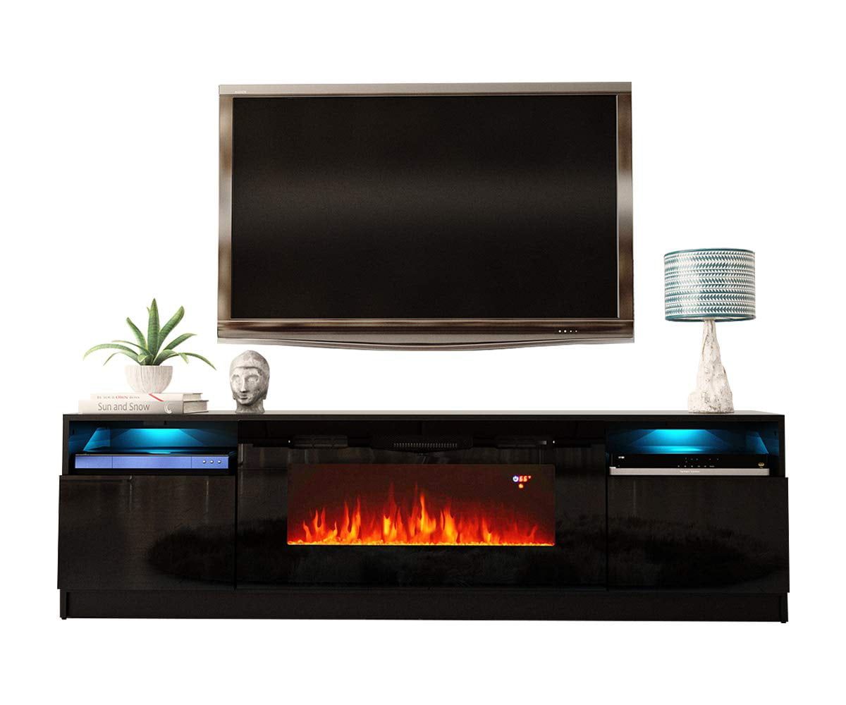 York 02 Electric Fireplace Modern 79" Tv Stand – Walmart – Walmart Regarding Modern Fireplace Tv Stands (Gallery 11 of 20)