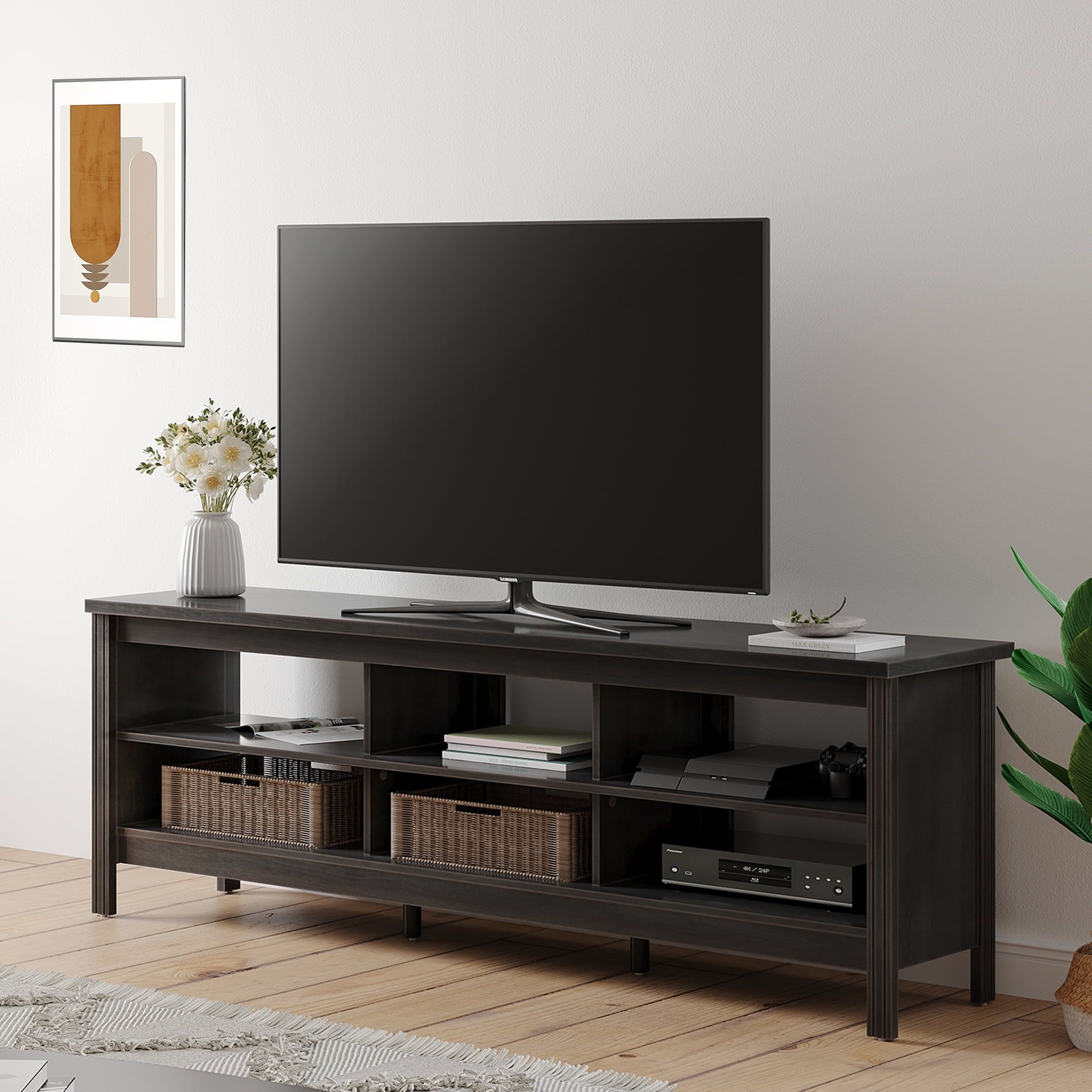 Yuyke Tv Stand For 75 Inch Tv Wood Media Console Cabinet, Tv In Bestier Tv Stand For Tvs Up To 75&quot; (View 12 of 20)