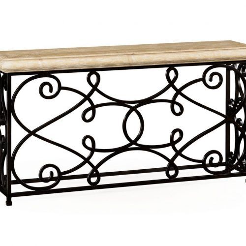 Oval Aged Black Iron Console Tables (Photo 3 of 20)
