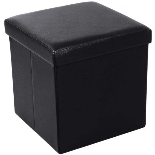Black Faux Leather Cube Ottomans (Photo 2 of 20)