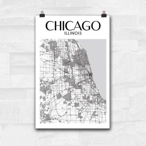 Chicago Map Wall Art (Photo 9 of 20)