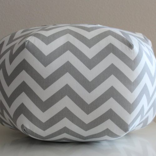 White And Light Gray Cylinder Pouf Ottomans (Photo 1 of 20)