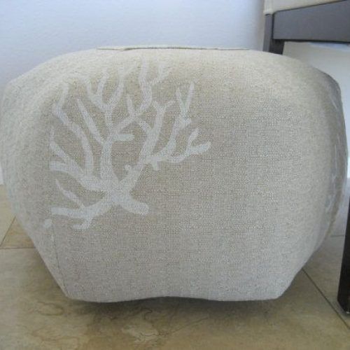 Natural Beige And White Cylinder Pouf Ottomans (Photo 11 of 20)