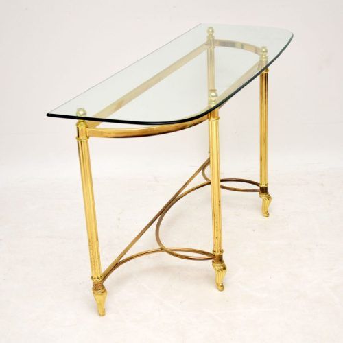 Brass Smoked Glass Console Tables (Photo 2 of 20)
