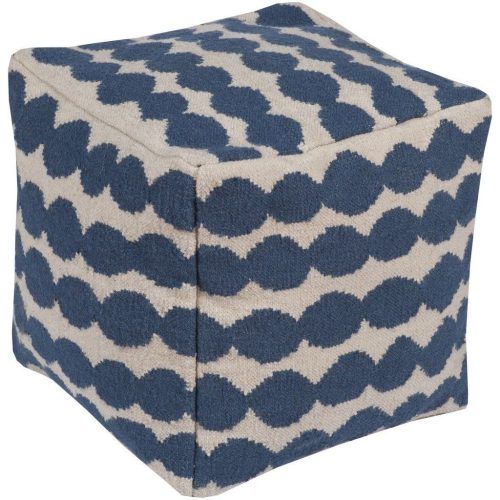 Dark Blue And Navy Cotton Pouf Ottomans (Photo 9 of 20)