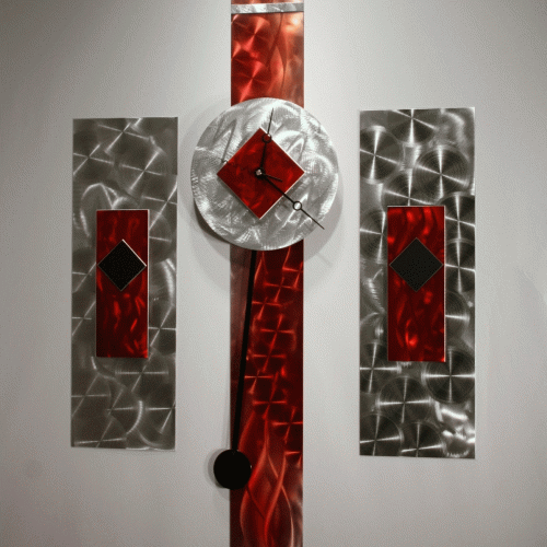 Abstract Metal Wall Art With Clock (Photo 9 of 20)