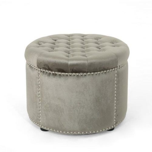 Gray Fabric Round Modern Ottomans With Rope Trim (Photo 4 of 20)