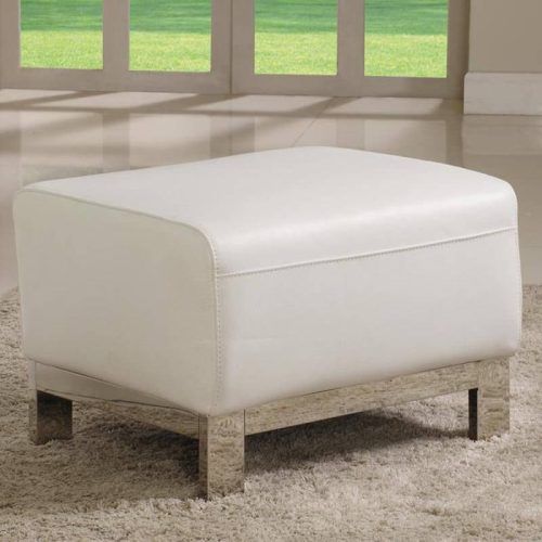White Solid Cylinder Pouf Ottomans (Photo 1 of 18)