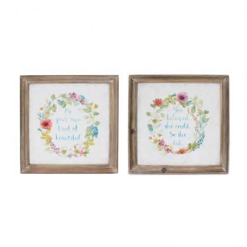 Floral Wreath Wood Framed Wall Decor (Photo 7 of 20)
