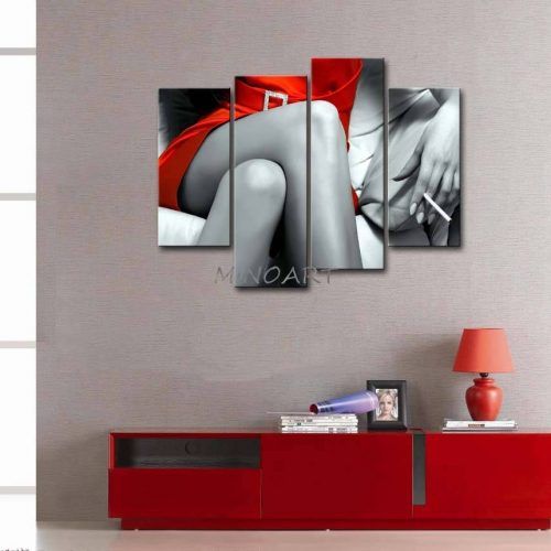 Black And White Wall Art With Red (Photo 10 of 25)