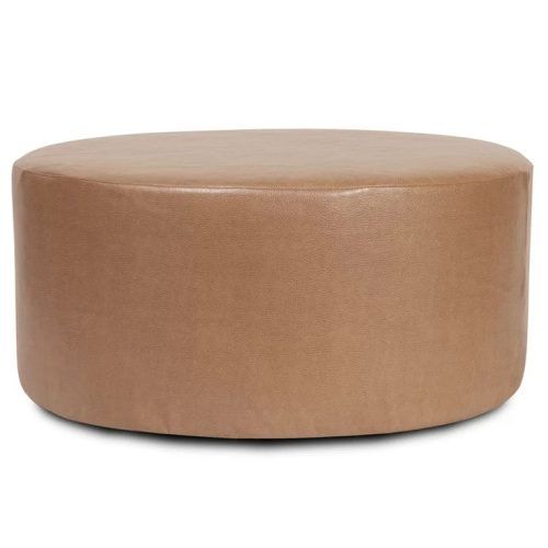 Gold And White Leather Round Ottomans (Photo 12 of 20)