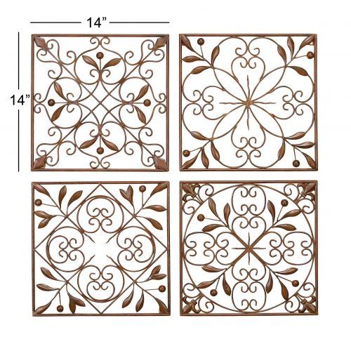 4 Piece Metal Wall Plaque Decor Sets (Photo 7 of 20)