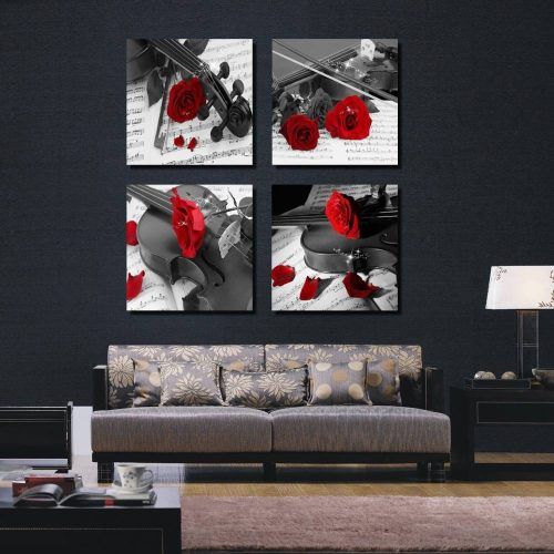 Black And White Wall Art With Red (Photo 8 of 25)