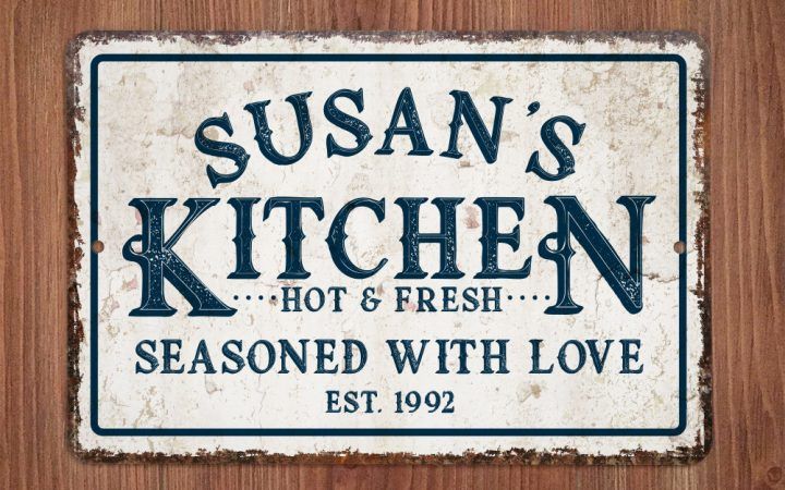 20 Best Ideas Personalized Distressed Vintage-look Kitchen Metal Sign Wall Decor