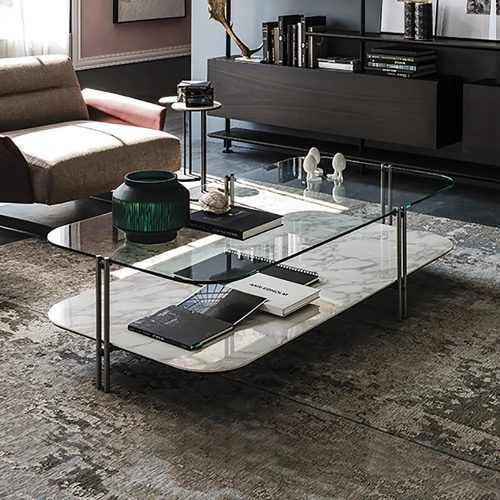 Glass Open Shelf Coffee Tables (Photo 4 of 20)