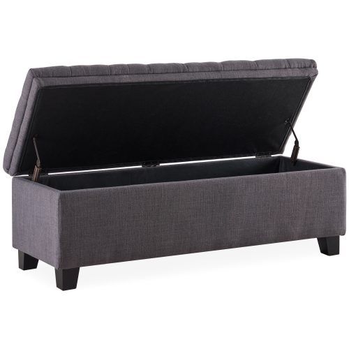 Linen Tufted Lift-Top Storage Trunk (Photo 15 of 20)