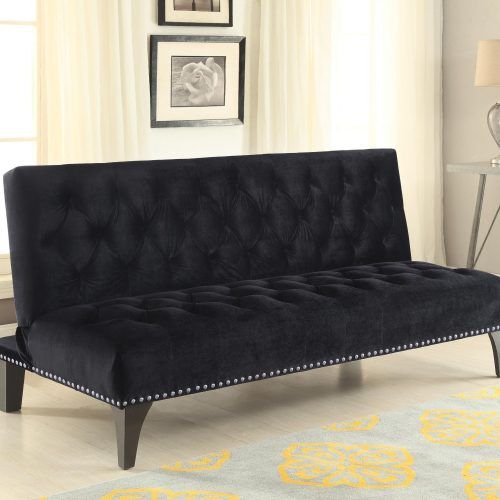 2 Seater Black Velvet Sofa Beds (Photo 5 of 20)