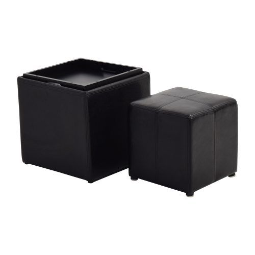 Black Leather Ottomans (Photo 11 of 20)