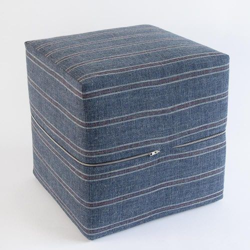 Charcoal And White Wool Pouf Ottomans (Photo 12 of 20)
