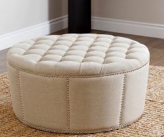Top 20 of Gray Fabric Round Modern Ottomans with Rope Trim