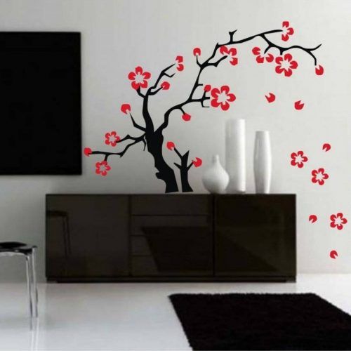 Red Cherry Blossom Wall Art (Photo 7 of 30)