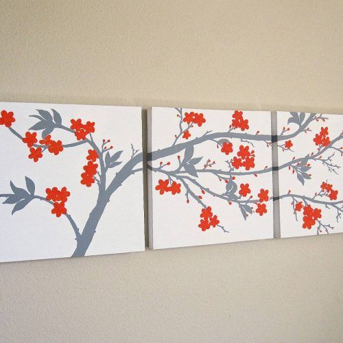 Red Cherry Blossom Wall Art (Photo 9 of 30)