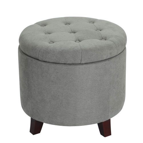 Charcoal Fabric Tufted Storage Ottomans (Photo 8 of 20)