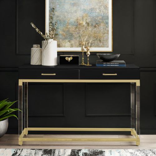 Geometric Glass Top Gold Console Tables (Photo 18 of 20)