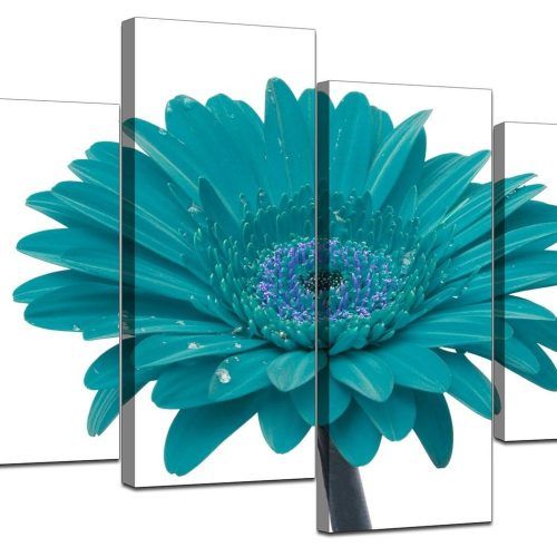 Teal Flower Canvas Wall Art (Photo 20 of 20)