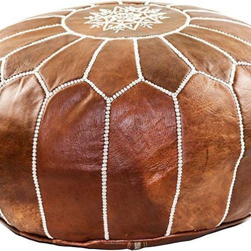 Brown Moroccan Inspired Pouf Ottomans (Photo 4 of 20)