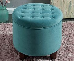 20 Collection of Gray Velvet Tufted Storage Ottomans