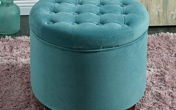 20 Collection of Gray Velvet Tufted Storage Ottomans