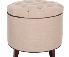 2024 Popular Light Gray Tufted Round Wood Ottomans with Storage